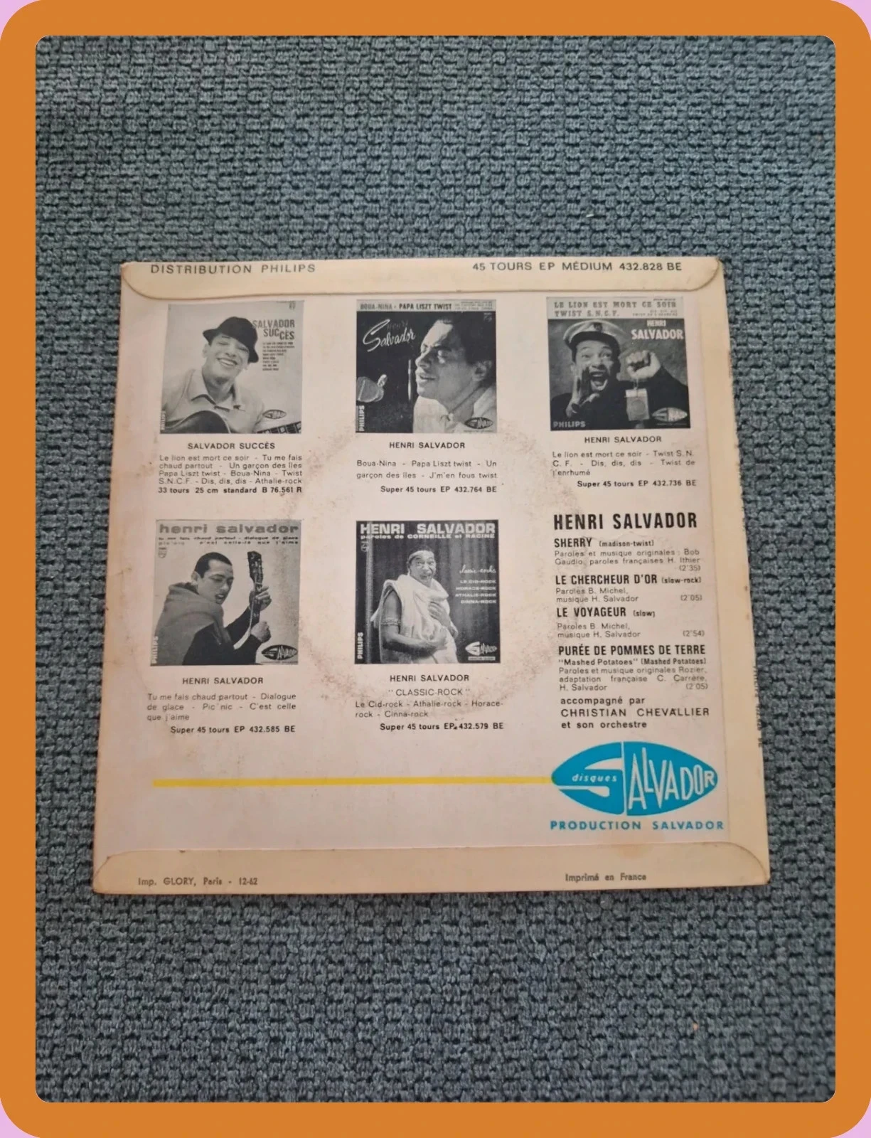 Vinyl 45 Tours EP - Henri Salvador - Sherry - Disques Salvador / Philips – photo 2
